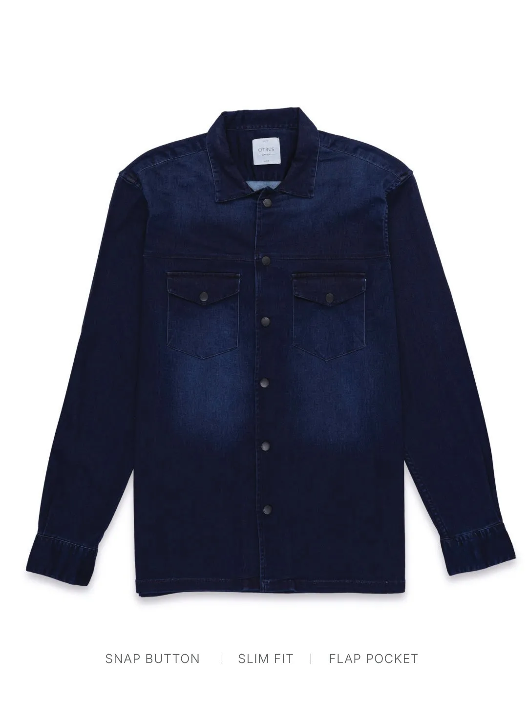 Navy Snap Button Denim Shirt