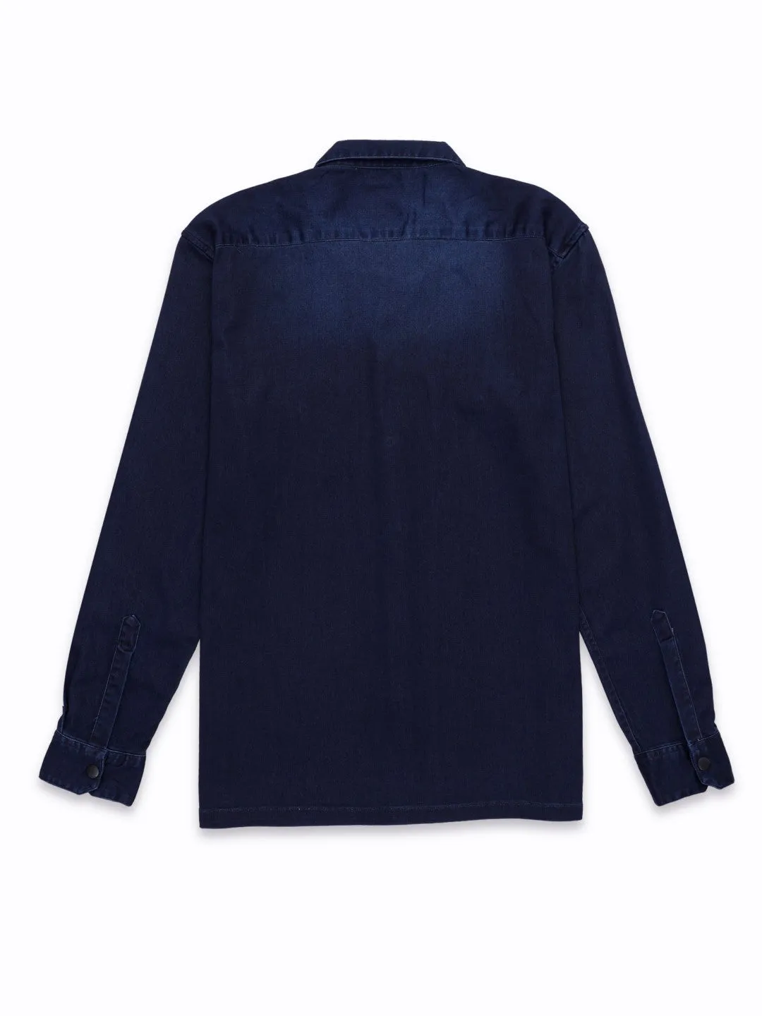 Navy Snap Button Denim Shirt