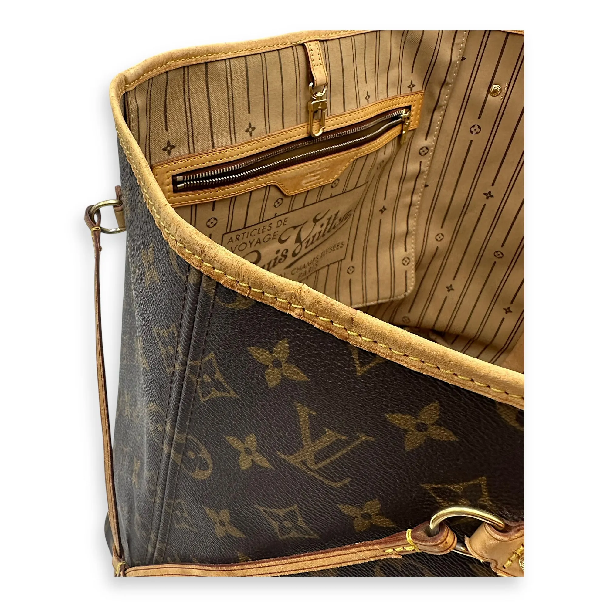 Neverfull Tote Bag GM Brown in Monogram Coated Canvas, Gold hardware