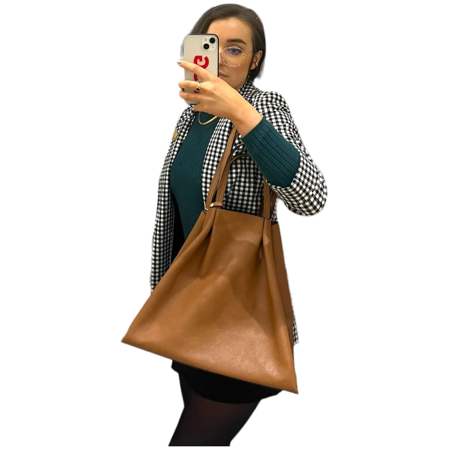 NEW & Other Stories Tan Leather Tote Bag