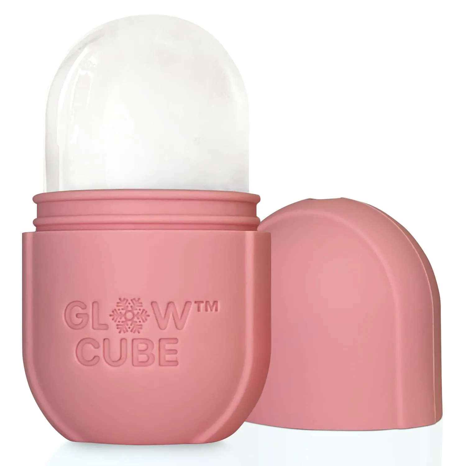 NEW Glow Cube Ice Roller For Face Eyes and Neck To Brighten Skin & Enhance Your Natural Glow/Reusable Facial Tool to Tighten & Tone Skin & De-Puff The Eye Area (Pink)