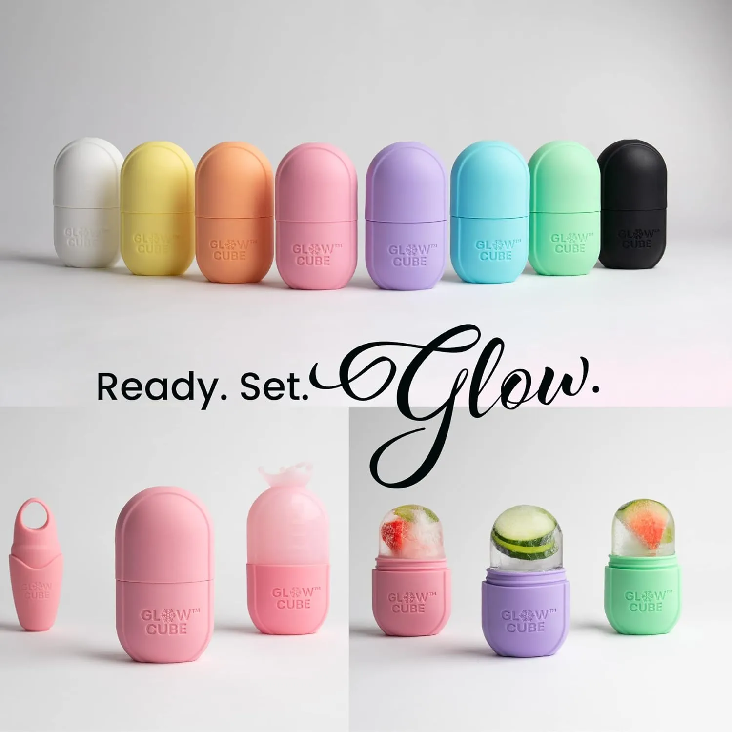 NEW Glow Cube Ice Roller For Face Eyes and Neck To Brighten Skin & Enhance Your Natural Glow/Reusable Facial Tool to Tighten & Tone Skin & De-Puff The Eye Area (Pink)