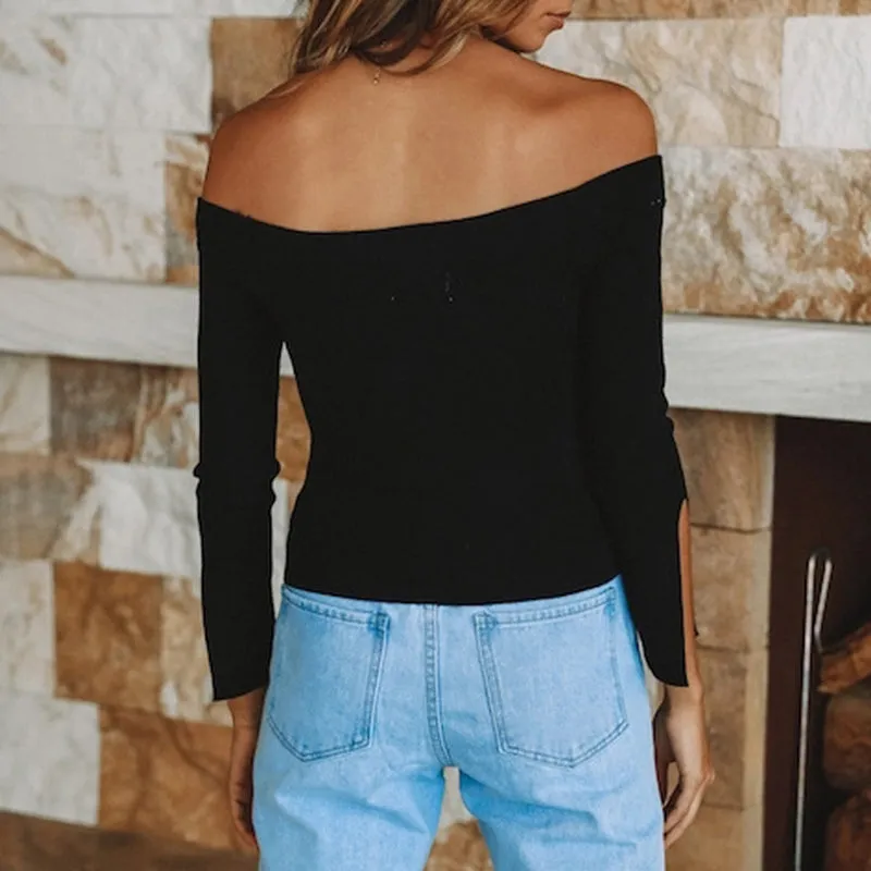 New Ｗomen's Tops Off-shoulder T-shirt