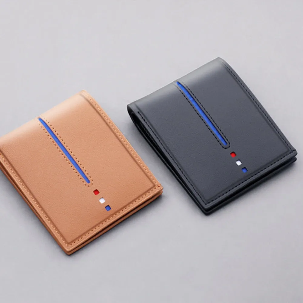 New Style Brand Men&#39;s Coin Wallet Ultra-thin PU Leather Pouch Card Holder Short Portefeuille Homme Without Zipper Dollar Clip