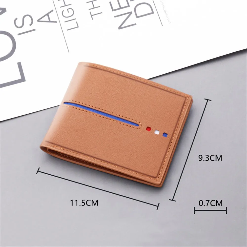 New Style Brand Men&#39;s Coin Wallet Ultra-thin PU Leather Pouch Card Holder Short Portefeuille Homme Without Zipper Dollar Clip