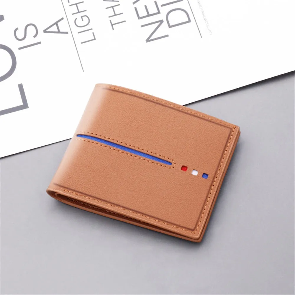 New Style Brand Men&#39;s Coin Wallet Ultra-thin PU Leather Pouch Card Holder Short Portefeuille Homme Without Zipper Dollar Clip