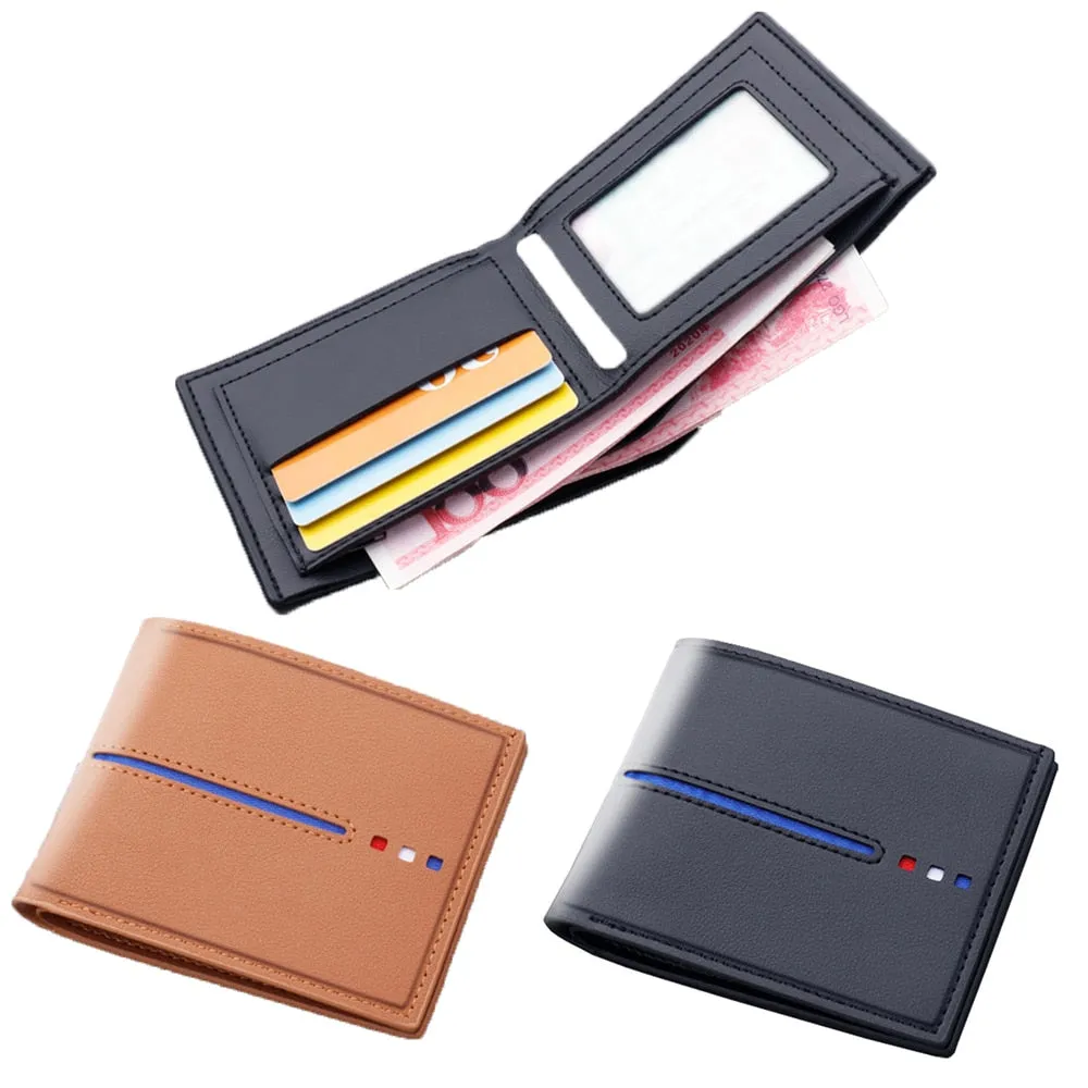 New Style Brand Men&#39;s Coin Wallet Ultra-thin PU Leather Pouch Card Holder Short Portefeuille Homme Without Zipper Dollar Clip