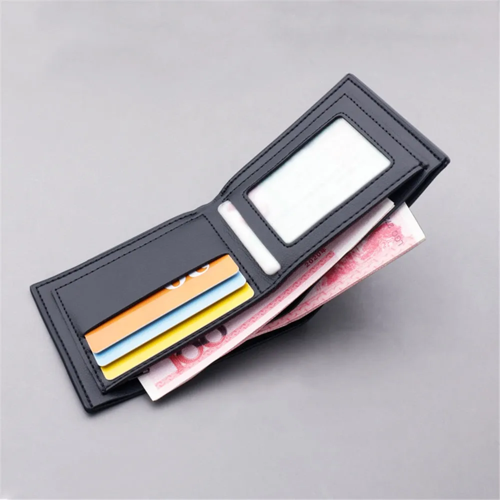 New Style Brand Men&#39;s Coin Wallet Ultra-thin PU Leather Pouch Card Holder Short Portefeuille Homme Without Zipper Dollar Clip