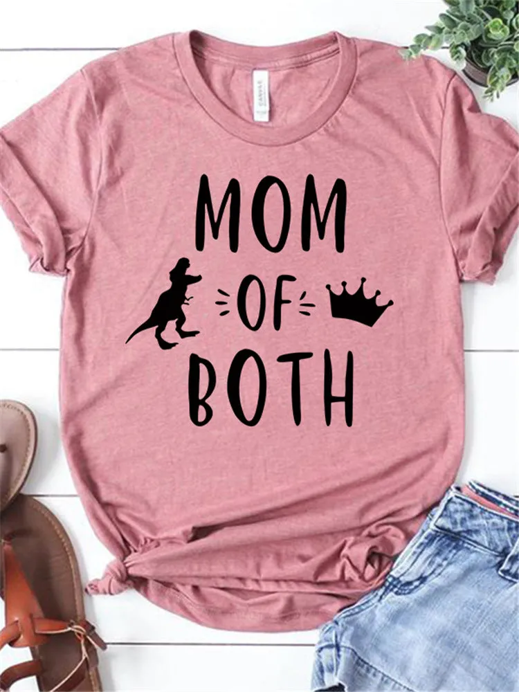 New Women's Short Sleeve T Shirts MOM OF BOTH
