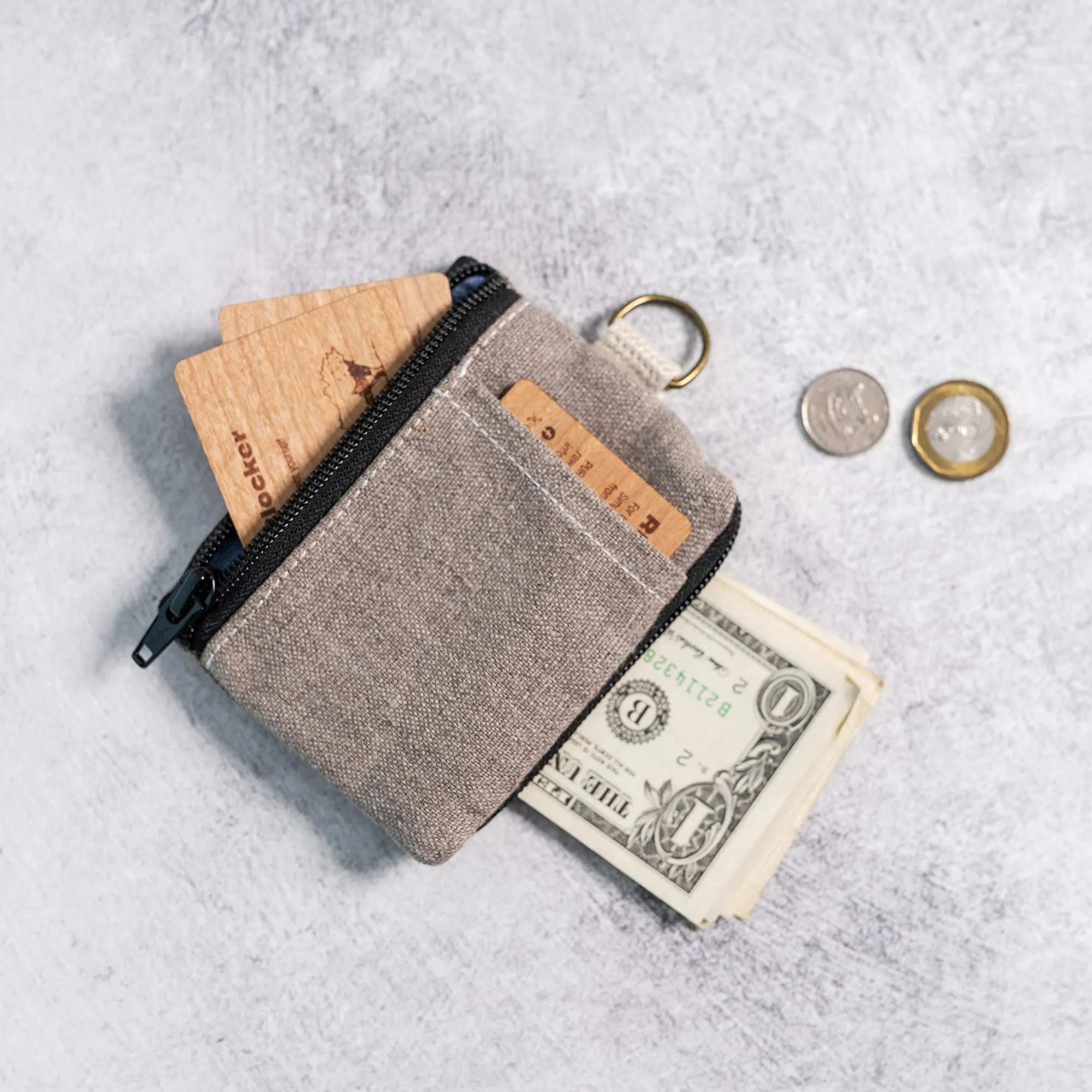 NEWBURGH 100% Organic Linen 2-Way Slim Minimalist Wallet (5.5"x4.5") (OC Thread, YKK Zippers) (99.99% Biodegradable)