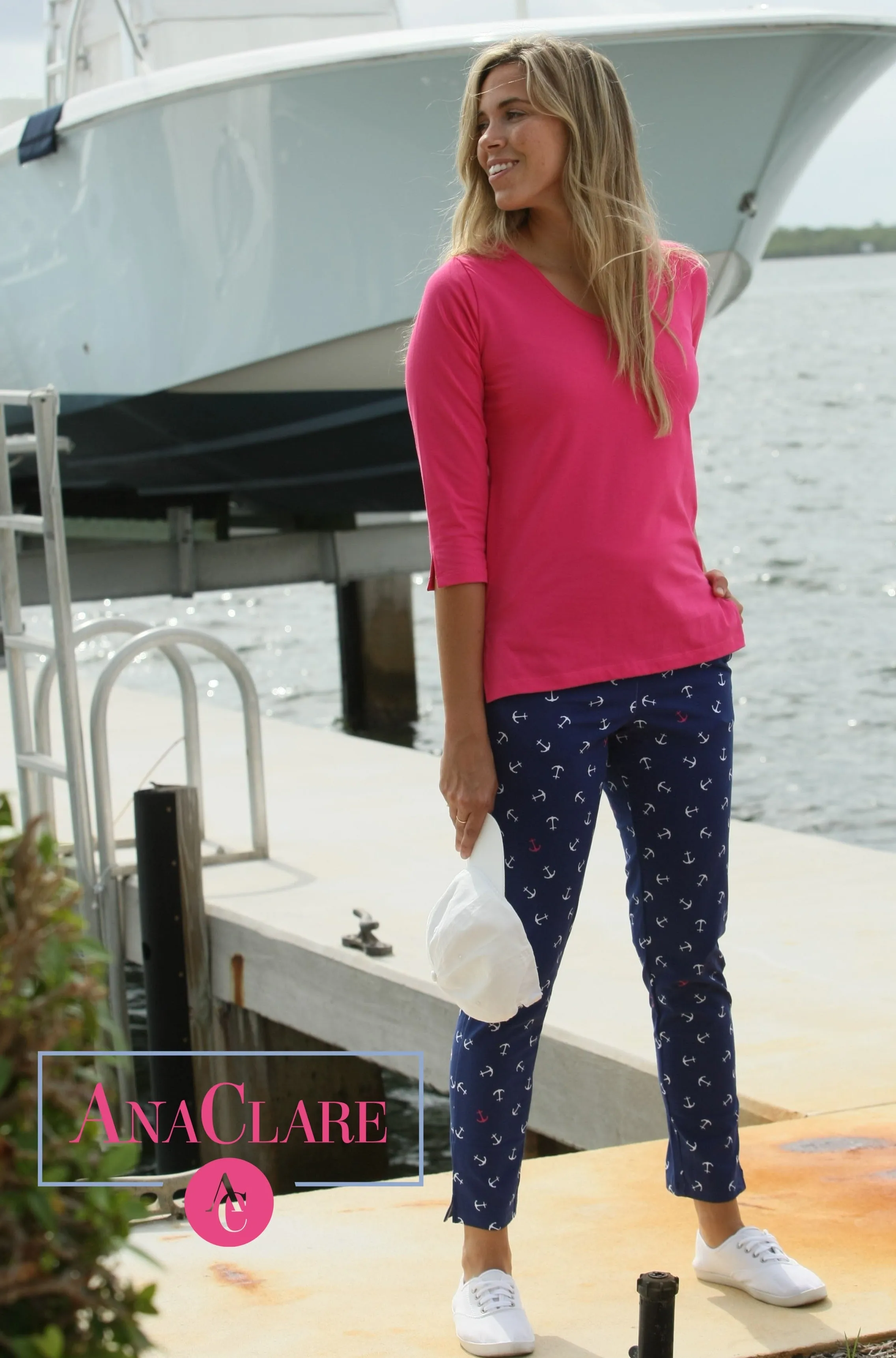 Nicole V-Neck Top Hot Pink