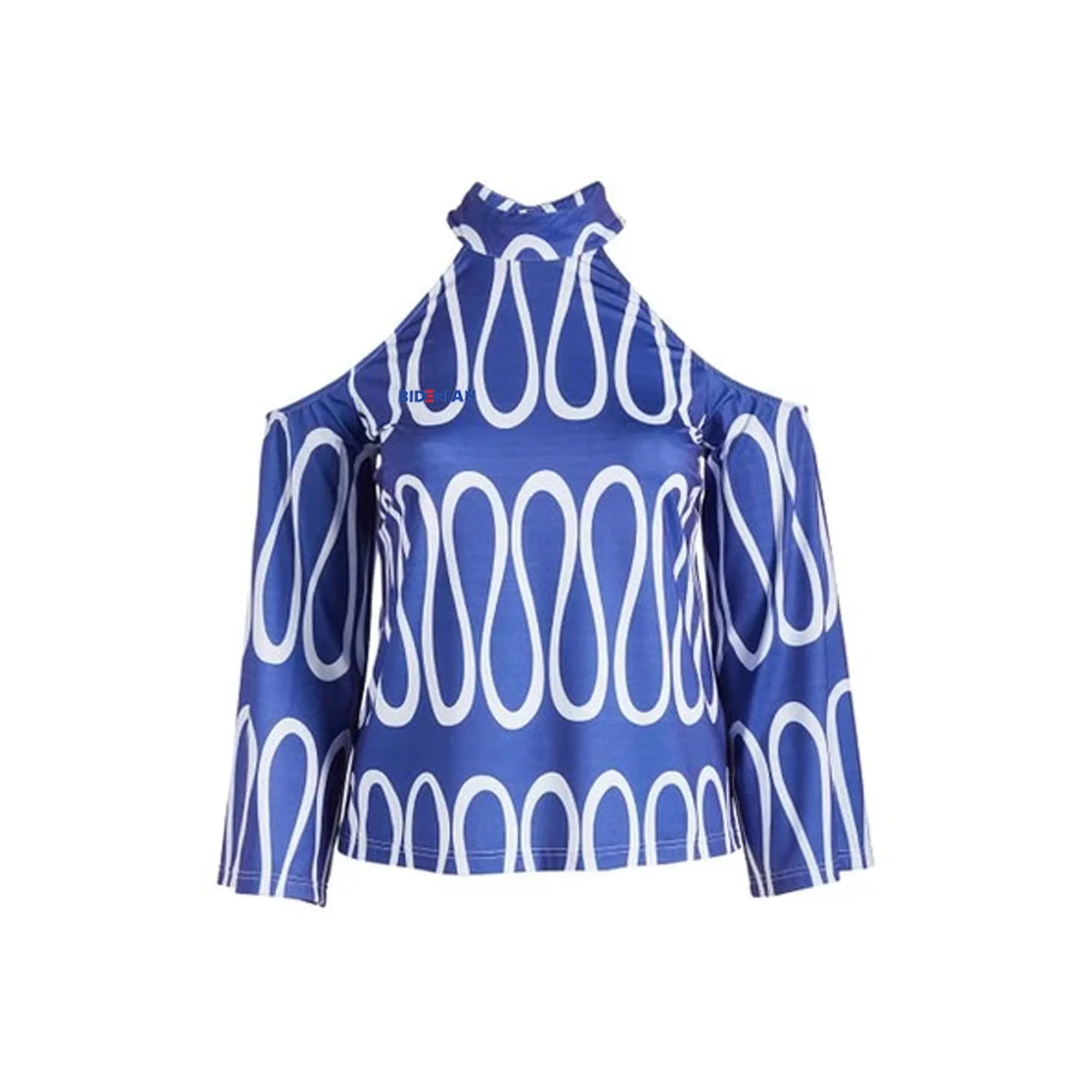 Niem Fossil Wavy Cold Shoulder Bat Wing Top