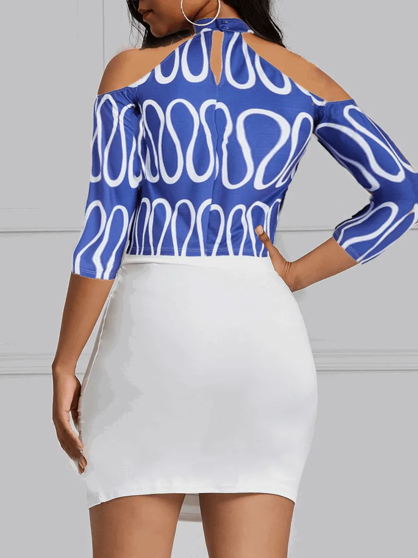 Niem Fossil Wavy Cold Shoulder Bat Wing Top