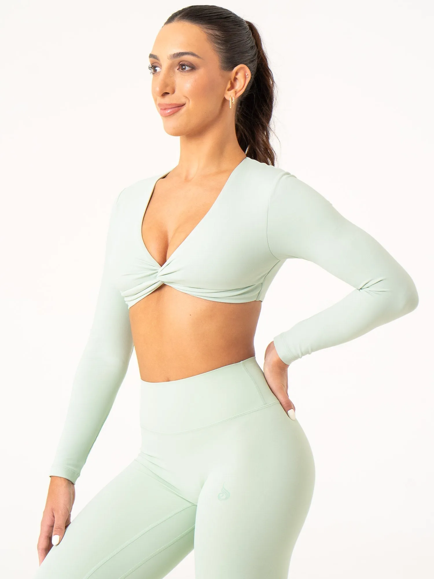 NKD Knot Long Sleeve Top - Cucumber