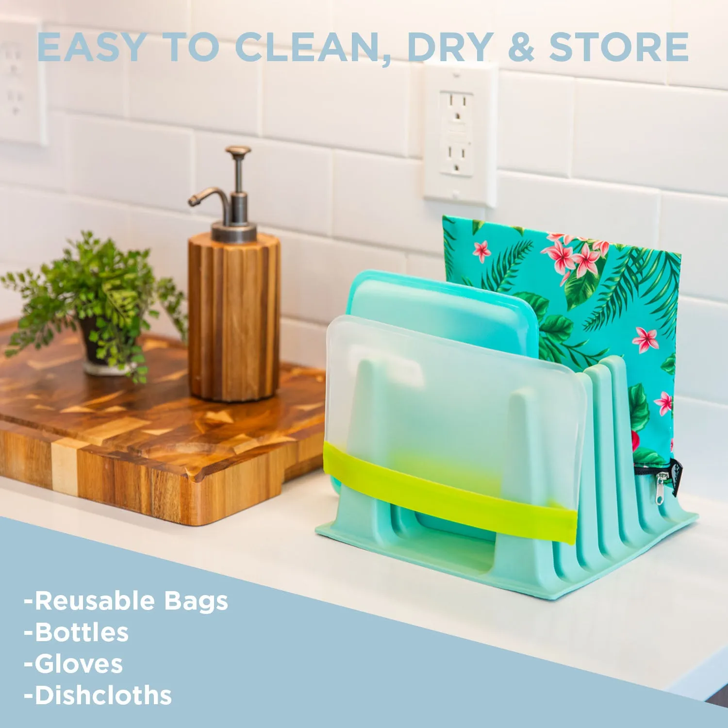 Nordic By Nature Silicone Drying Rack For Reusable Bags - (Sage Green)