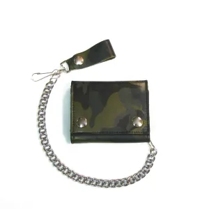 OCF315  Large Tri-Fold Wallet w/ Chain- Olive Camo Print