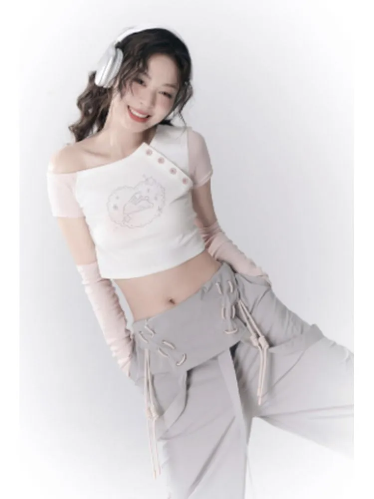 Off-Shoulder Asymmetric T-shirt