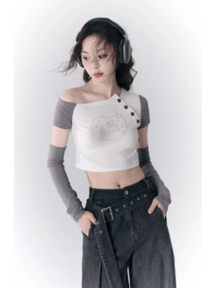 Off-Shoulder Asymmetric T-shirt