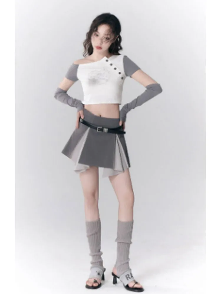 Off-Shoulder Asymmetric T-shirt