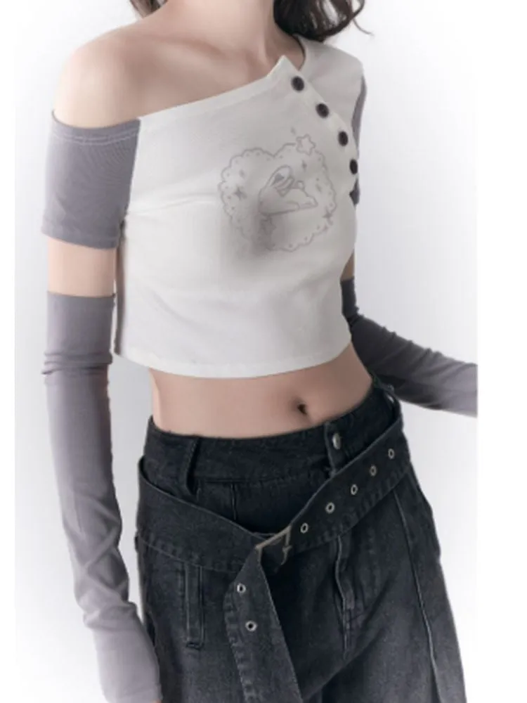 Off-Shoulder Asymmetric T-shirt