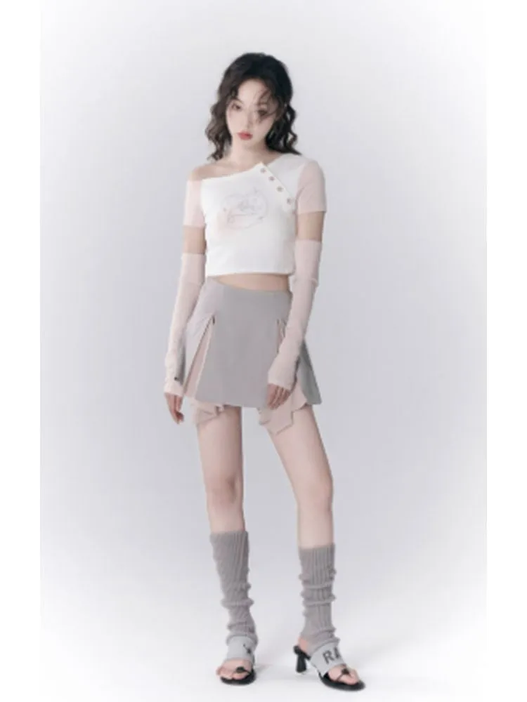 Off-Shoulder Asymmetric T-shirt