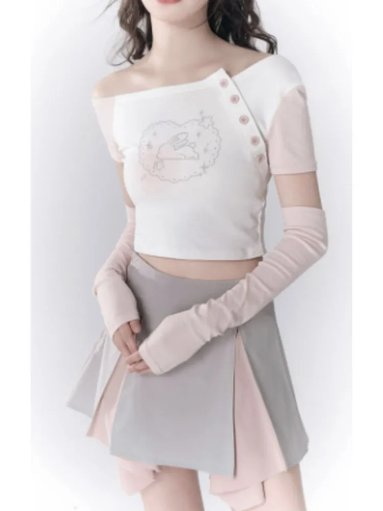 Off-Shoulder Asymmetric T-shirt