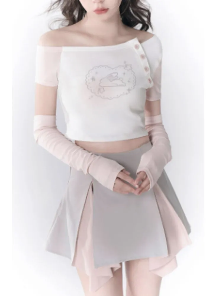 Off-Shoulder Asymmetric T-shirt