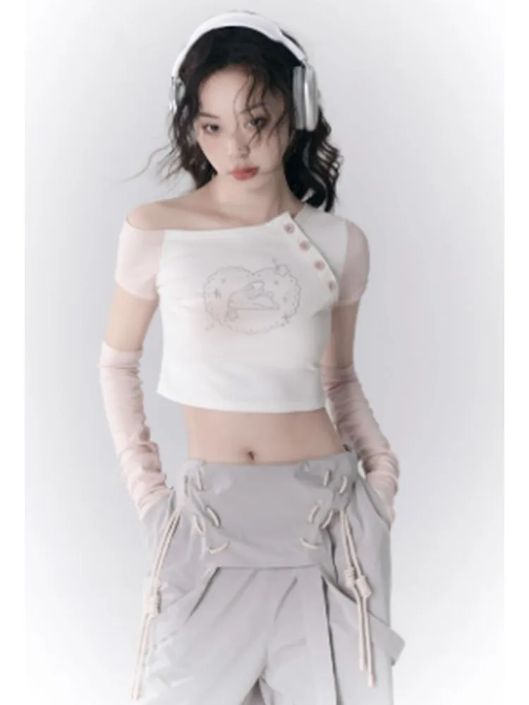 Off-Shoulder Asymmetric T-shirt