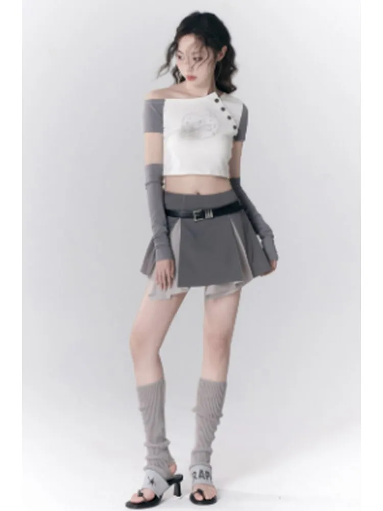 Off-Shoulder Asymmetric T-shirt