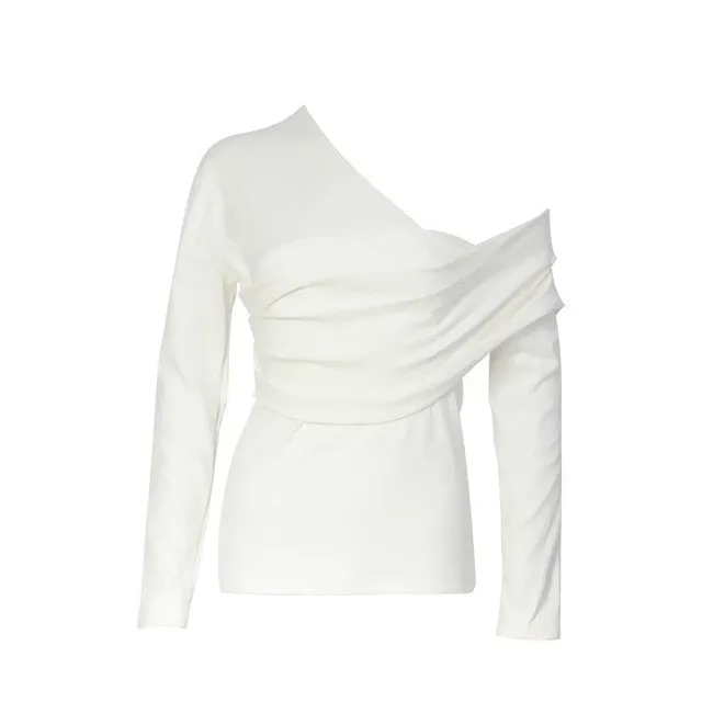 Off Shoulder Asymmetric Top - Black or White