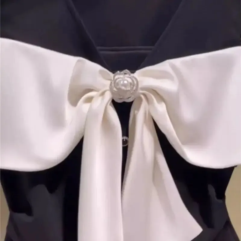Off Shoulder Color Block 3D Diamond Bow T-shirt
