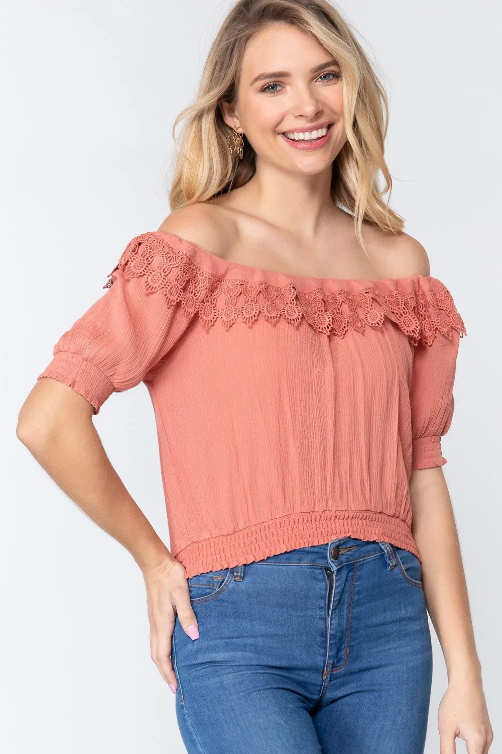 Off Shoulder Lace Detailed Top