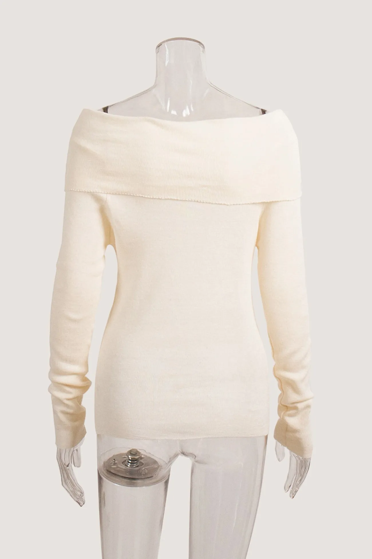 Off-shoulder Long Sleeve Knit Tops