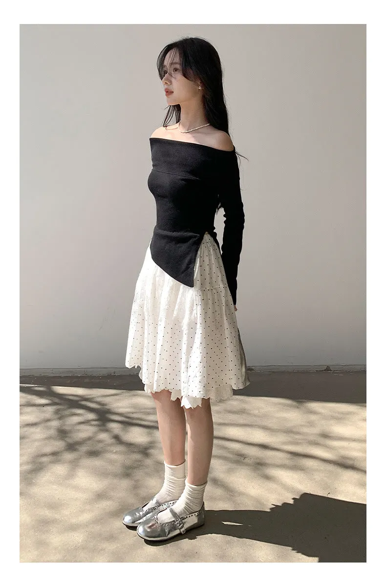 Off-shoulder long sleeve Top