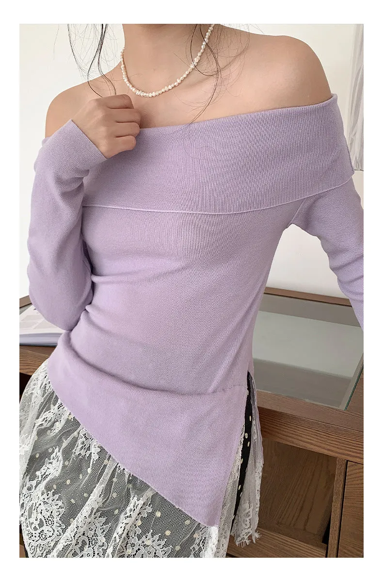 Off-shoulder long sleeve Top