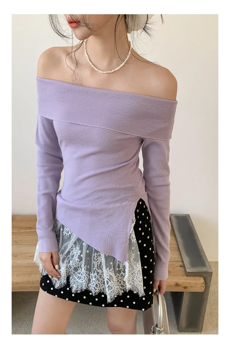 Off-shoulder long sleeve Top