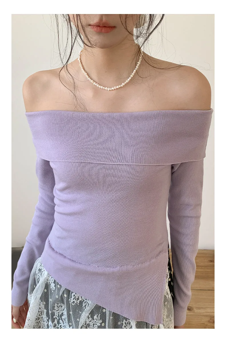 Off-shoulder long sleeve Top