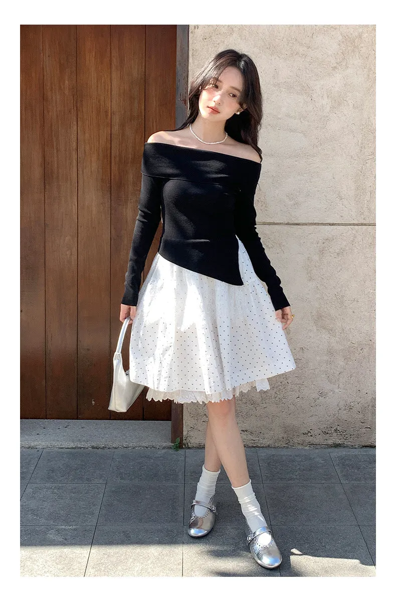 Off-shoulder long sleeve Top