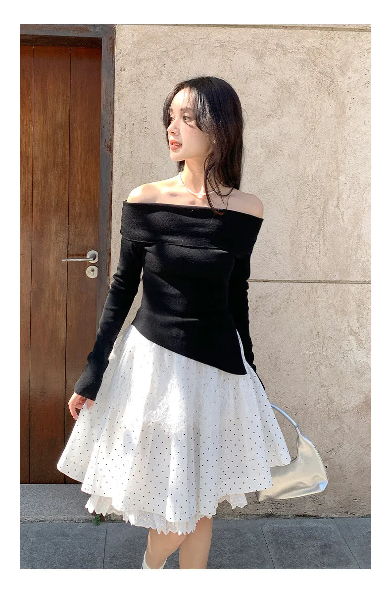 Off-shoulder long sleeve Top