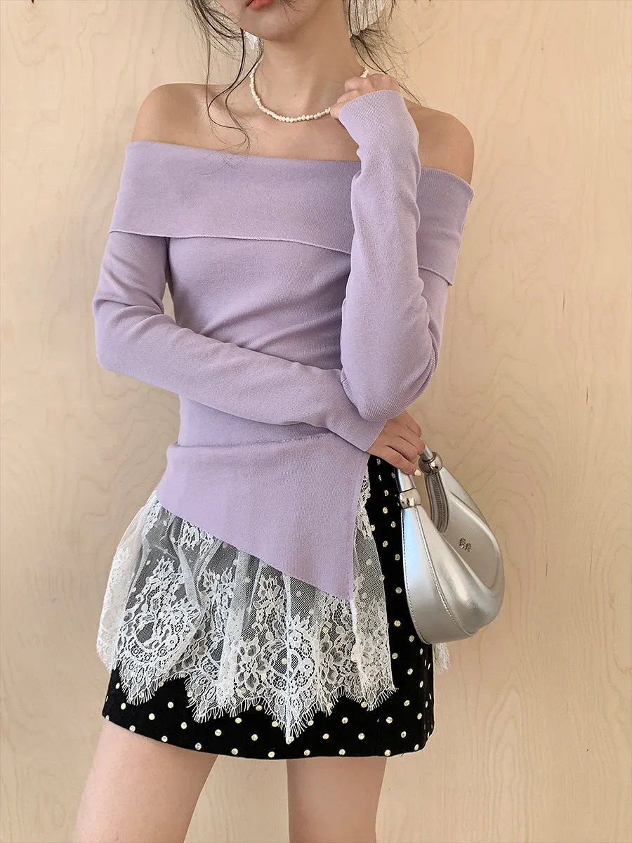 Off-shoulder long sleeve Top