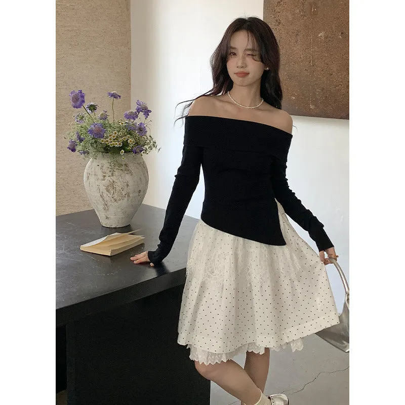 Off-shoulder long sleeve Top