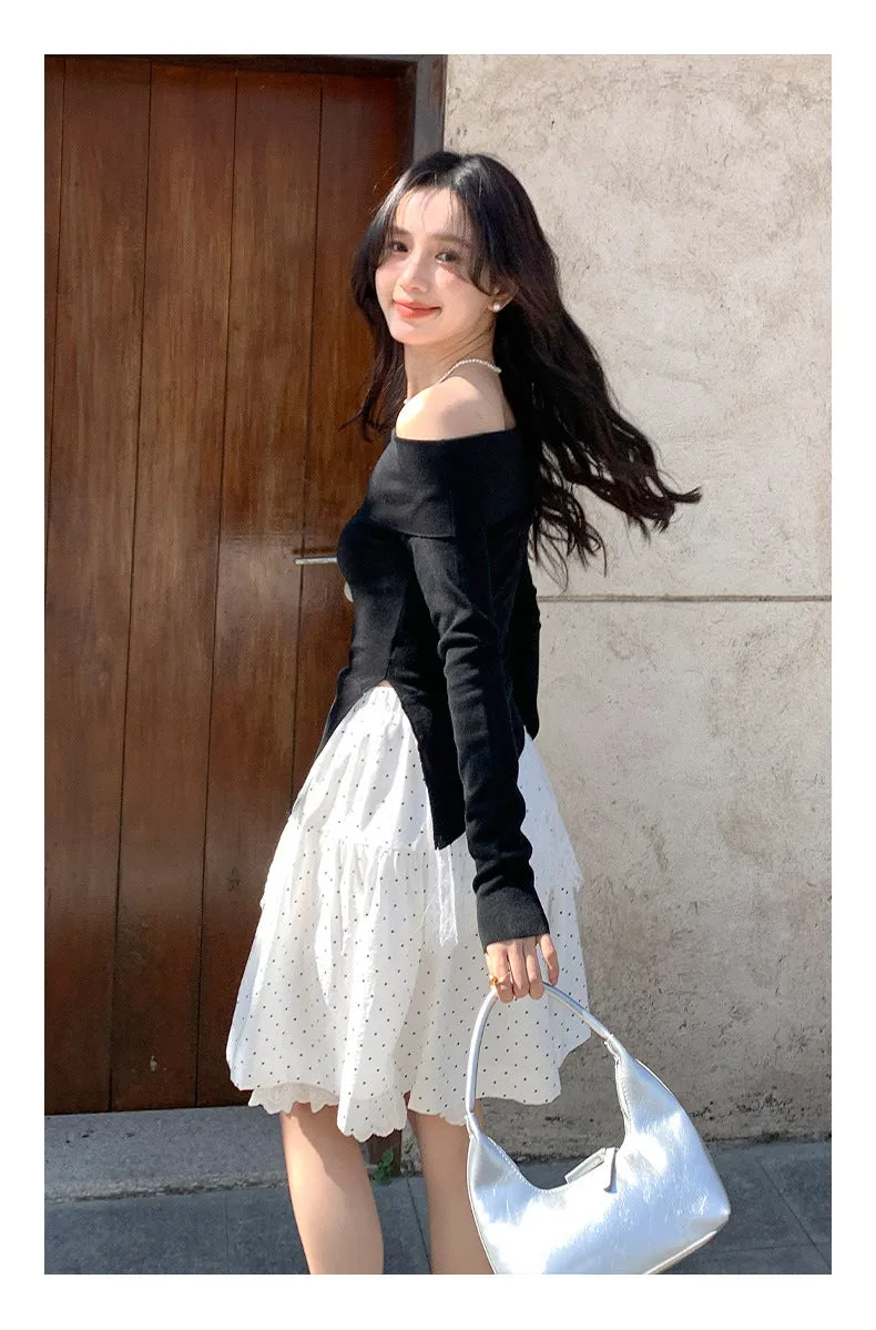 Off-shoulder long sleeve Top