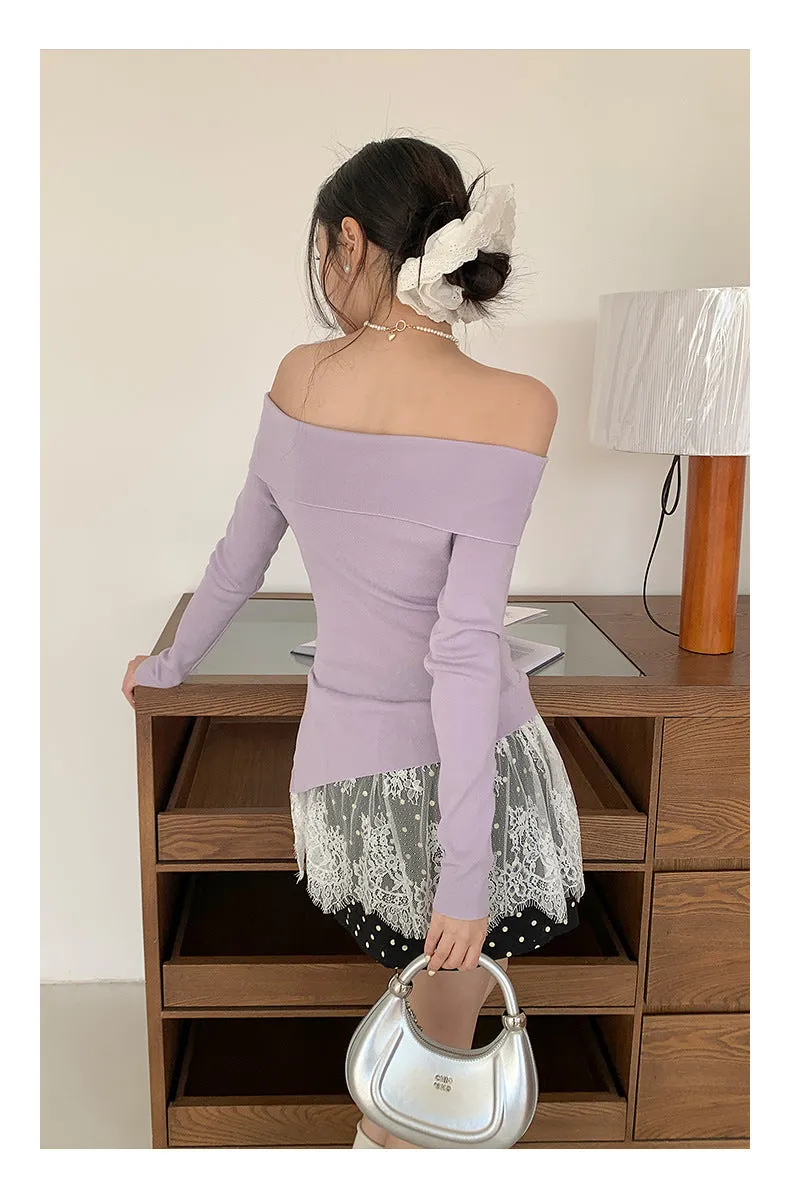 Off-shoulder long sleeve Top