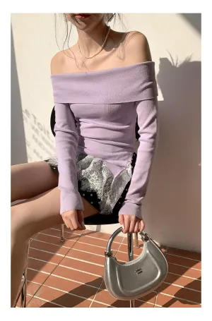Off-shoulder long sleeve Top