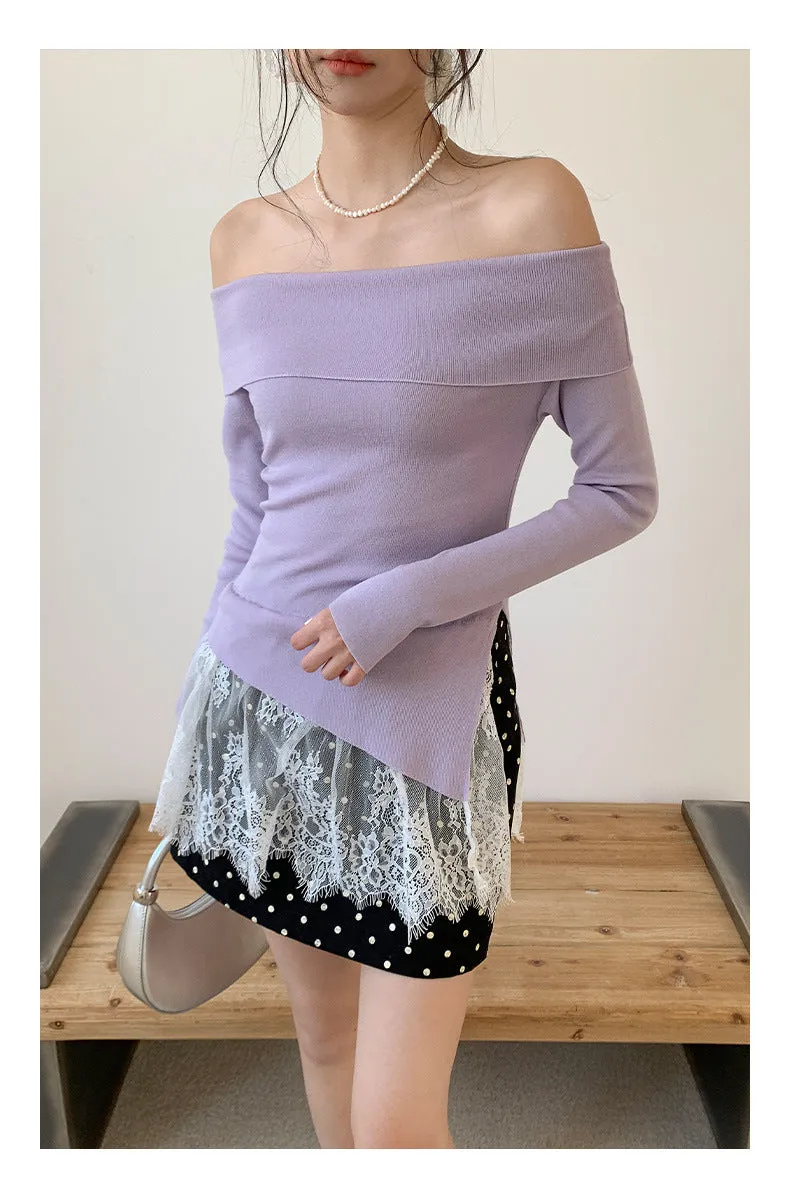 Off-shoulder long sleeve Top