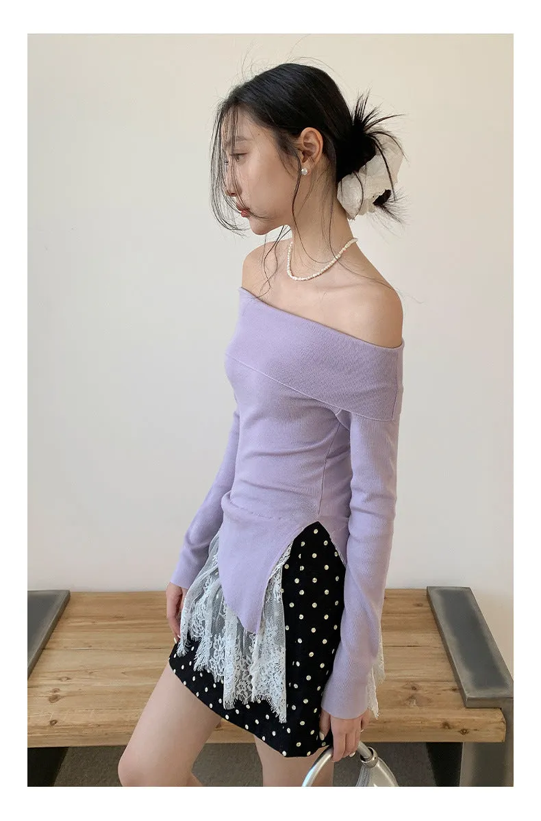 Off-shoulder long sleeve Top