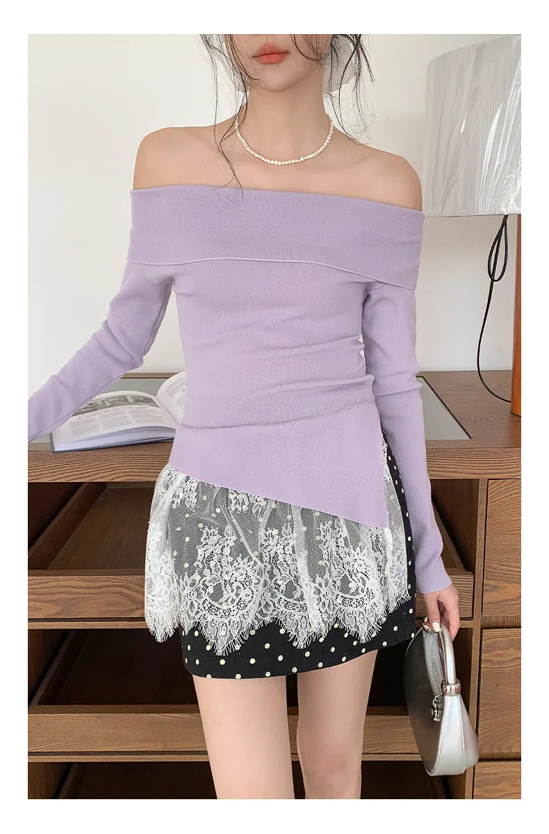 Off-shoulder long sleeve Top