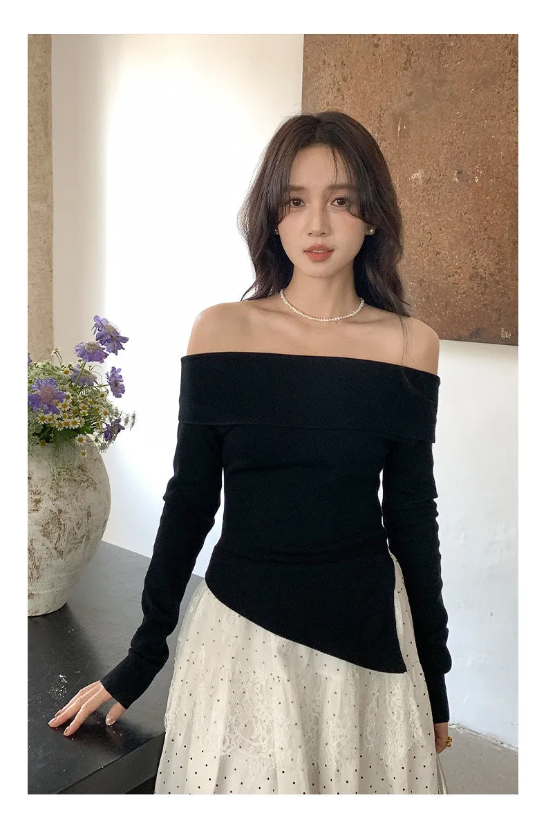 Off-shoulder long sleeve Top