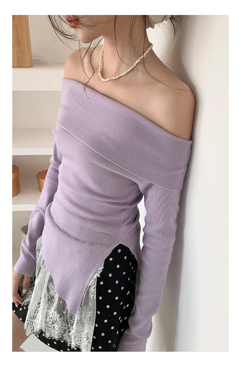 Off-shoulder long sleeve Top