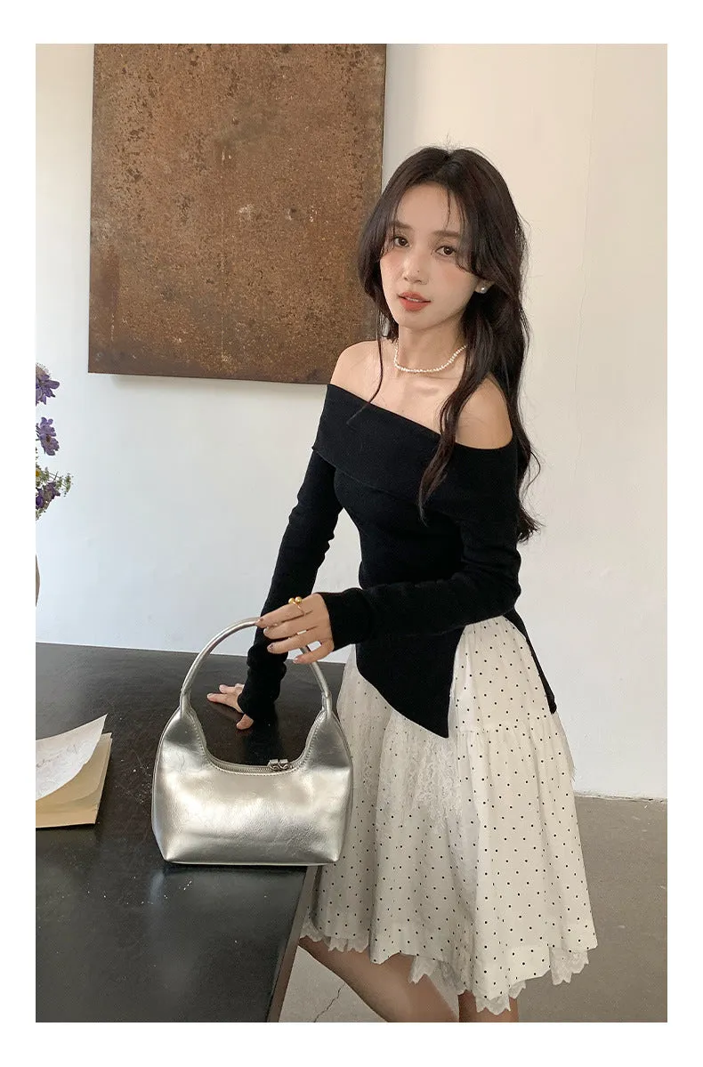 Off-shoulder long sleeve Top